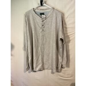 2545 Basic Equipment Vintage Mens Long Sleeve Polo Shirt Light Gray Size Large